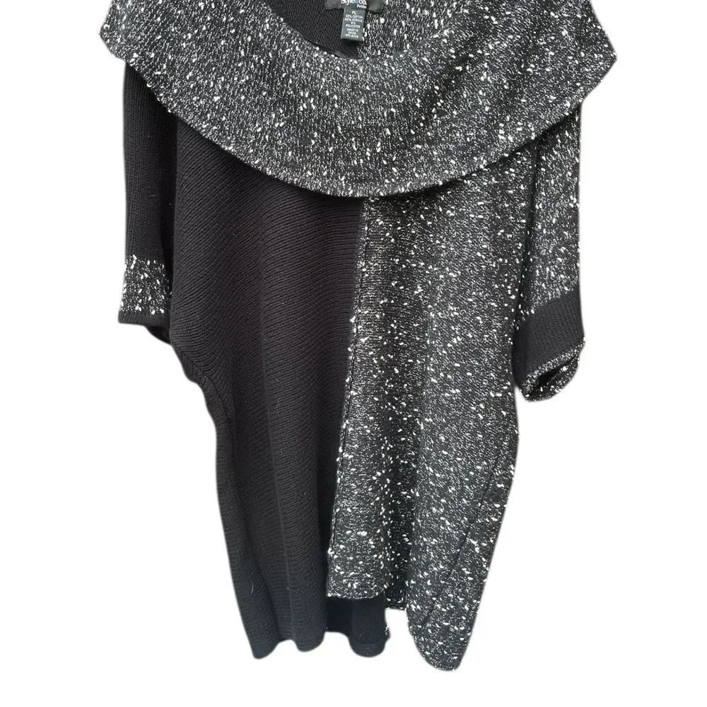 Style&Co Stylish Black and Gray Knit Poncho - Picture 2 of 5